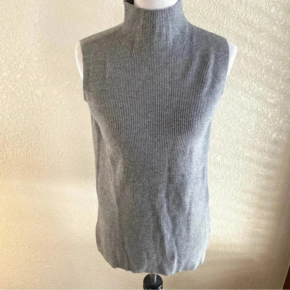 A New Day Target Sleeveless Sweater Vest Gray Knit Turtleneck Ribbed: Size Small